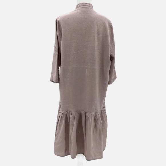Crown Linen Designs Lagenlook Button Front Oversized Linen Dress - Size Small - Picture 3 of 6